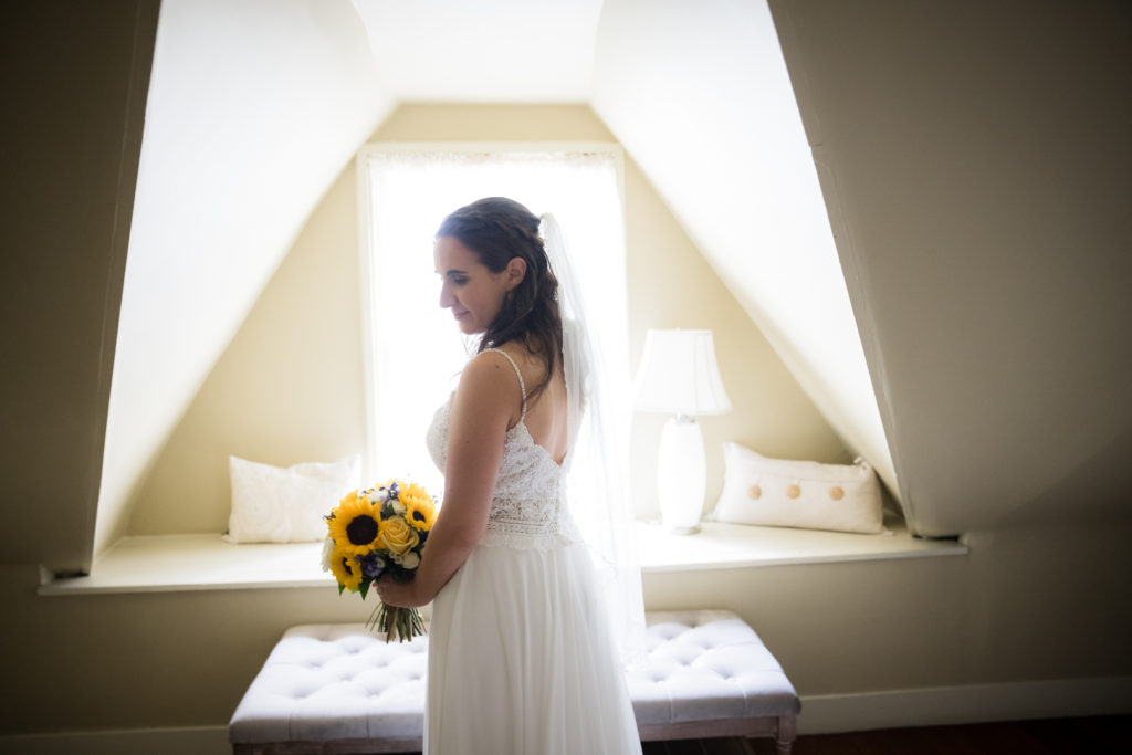 Sunflower Themed Wedding | Elkridge Furnace Inn | bridal portrait