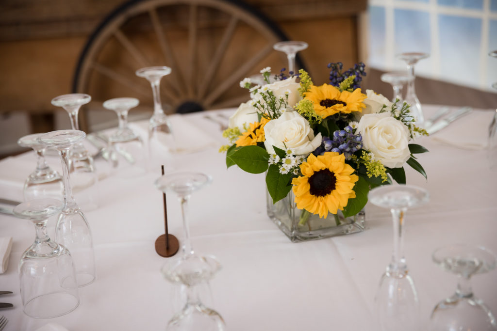 Sunflower Themed Wedding | Elkridge Furnace Inn | centerpiece