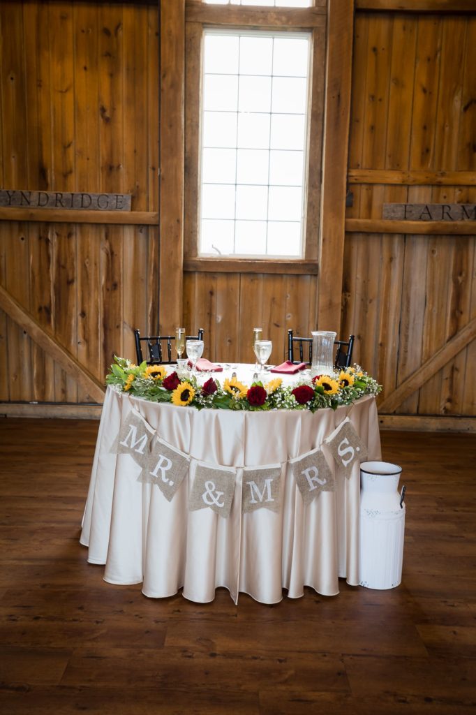 head table at Wyndridge Farm Wedding
