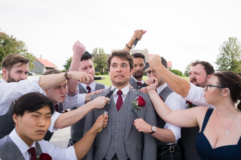 funny picture of groom with groomsmen